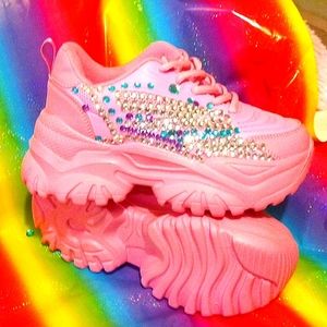 Brand new hand decorated platform sneakers